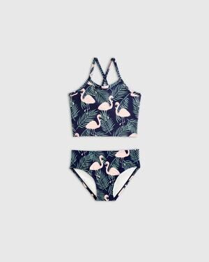 NWT Quince UPF 50+ Tankini Swimsuit Flamingo Palms Size 6